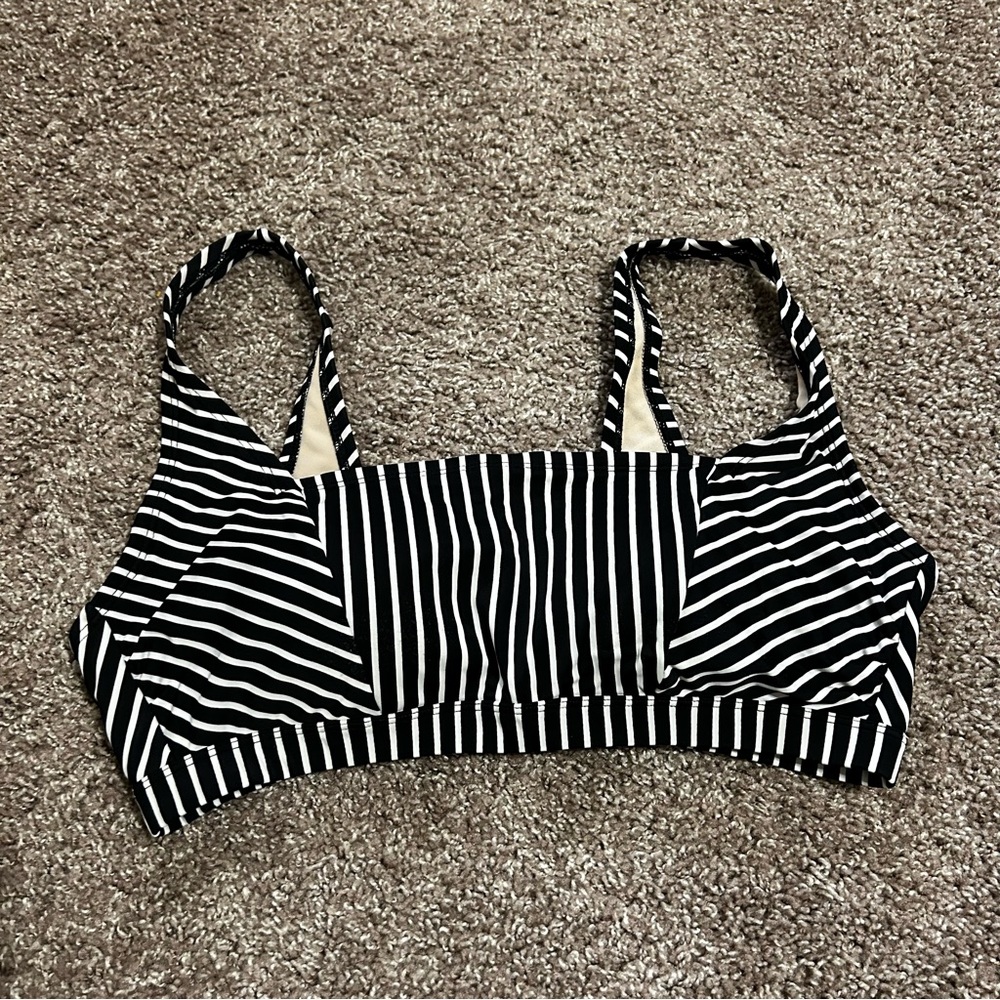 Kona Sol Bikini Bathing Suit Top Striped Black and White XL